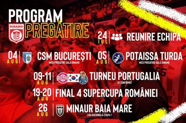 Handbal masculin: Dinamo Bucureşti se reuneşte în 24 iulie, iar pregătirea include şi cinci meciuri amicale