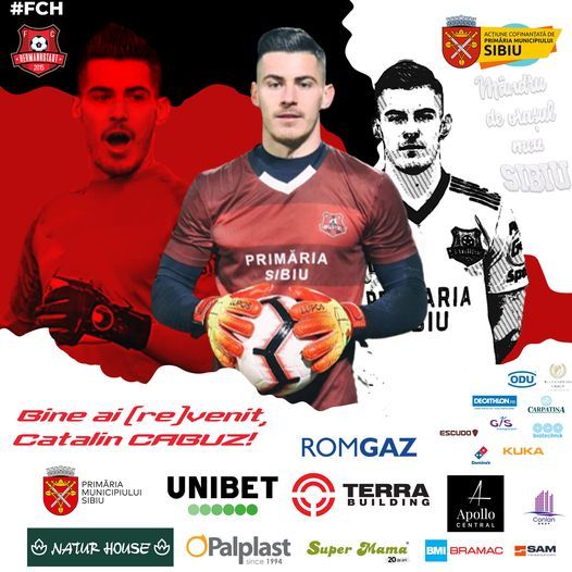 Superliga: Portarul Cătălin Căbuz, împrumutat de CFR Cluj la FC Hermannstadt