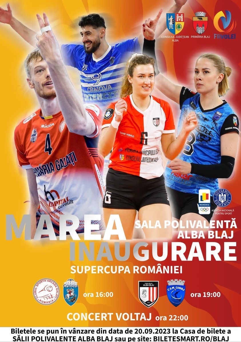 Volei: Noua sală din Blaj, inaugurată cu Supercupa României, la feminin şi masculin, în 30 septembrie