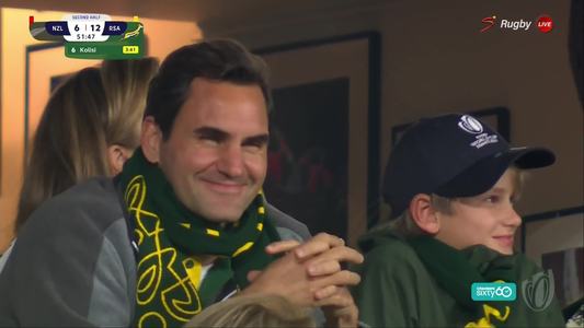 Roger Federer, în vestiar la campionii mondiali la rugby, după finala de pe Stade de France – VIDEO