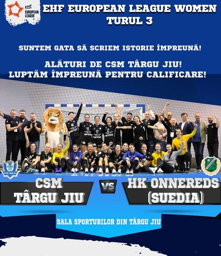 Handbal feminin: Onnereds HK – CSM Tg. Jiu, scor 27-29, în turul 3 al European League