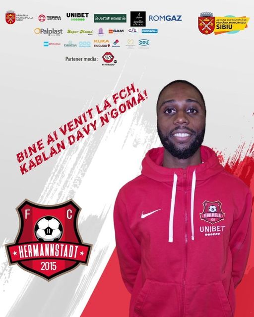 Superliga: FC Hermannstadt l-a achiziţionat pe mijlocaşul francez N'Goma. Jucătorul a evoluat şi la FC Botoşani