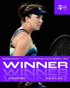 Senzaţie la Australian Open. Iga Swiatek, liderul WTA, eliminată de numărul 50 mondial în turul trei