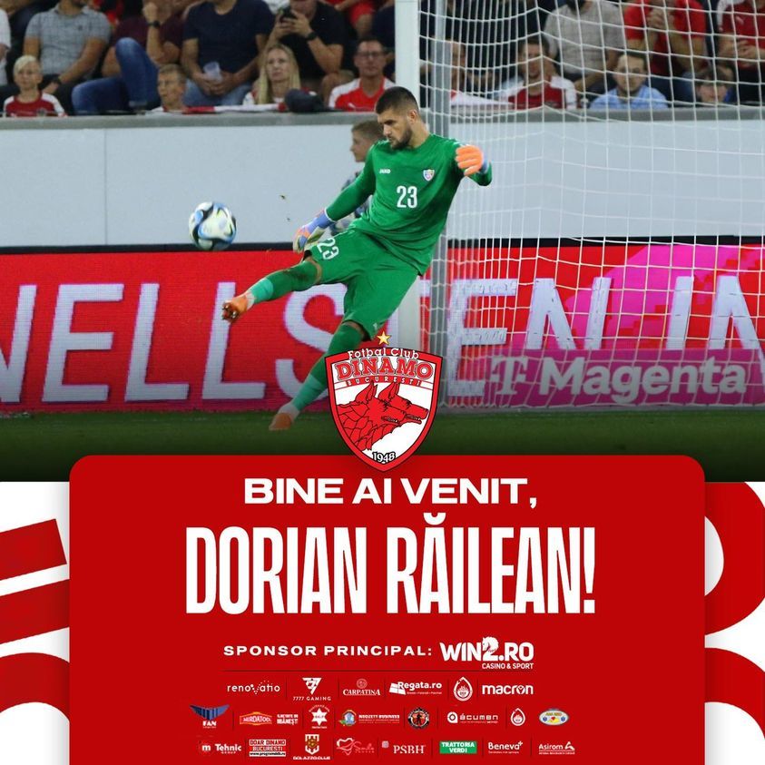 Superliga: Dinamo l-a transferat pe portarul Dorin Răilean