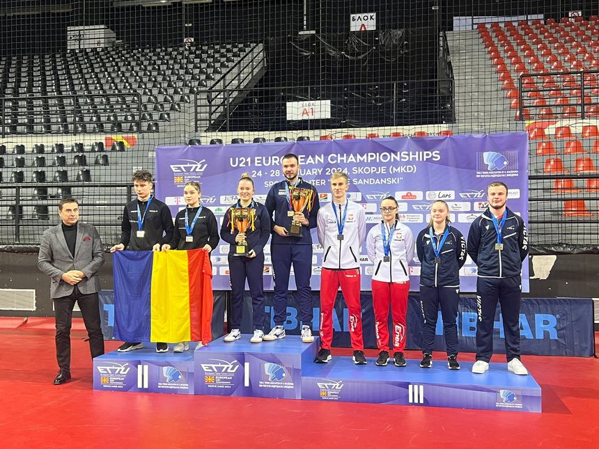 Tenis de masă, Campionatul European U21: Încă o medalie pentru România - Darius Movileanu şi Elena Zaharia, argint la dublu mixt. Zaharia va mai câştiga două medalii