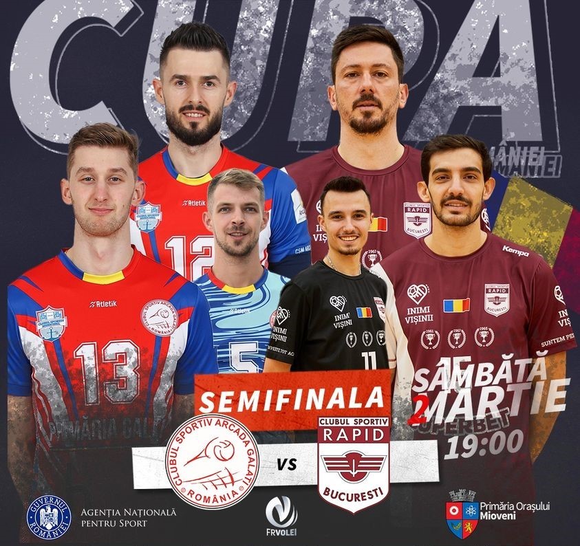 Volei masculin: Steaua Bucureşti şi Rapid Bucureşti vor juca finala Cupei României, după semifinalele de sâmbătă
