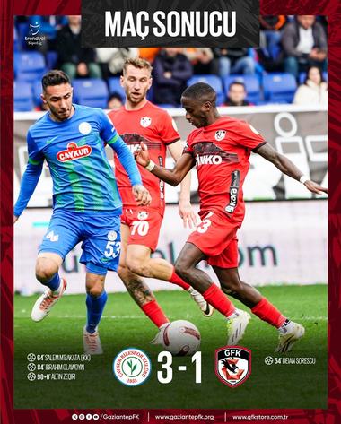 Turcia: Sorescu a marcat, dar Gaziantep a pierdut, scor 1-3, cu Rizespor