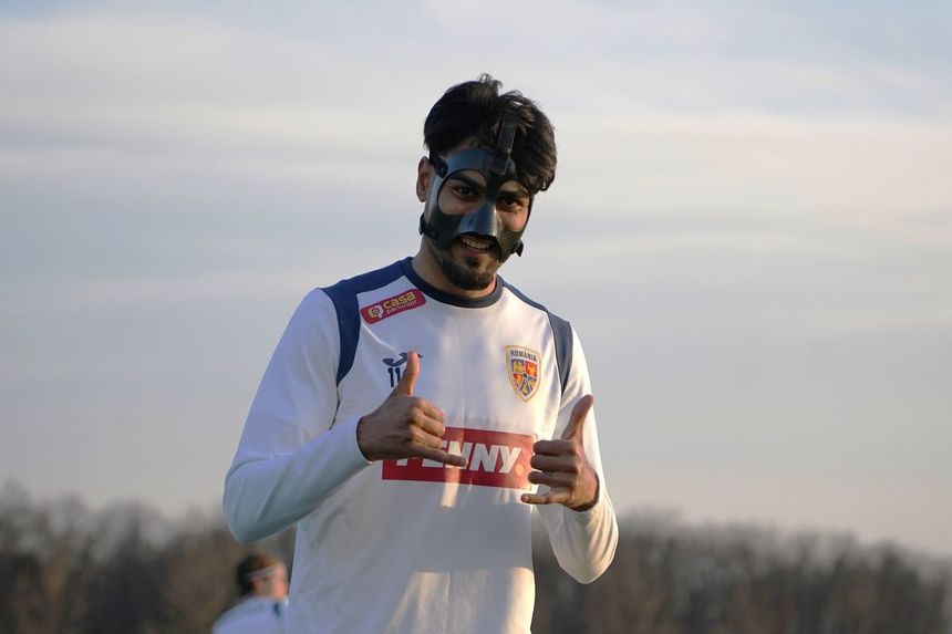 Naţionala U21 - Baiaram este nevoit să joace cu o mască: De când o port am marcat două goluri cu capul