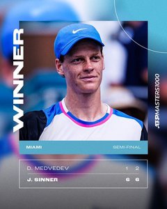 Jannik Sinner l-a învins pe Daniil Medvedev şi s-a calificat în finală la Miami