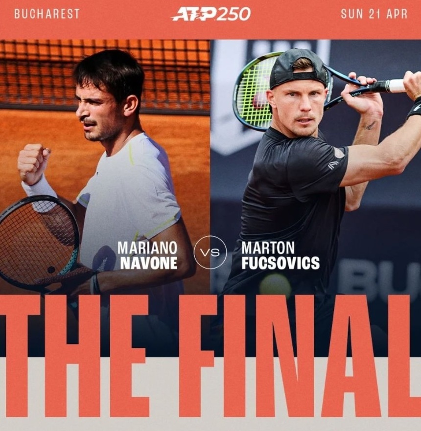 Tenis: Finala Ţiriac Open se va disputa între Mariano Navone şi Marton Fucsovics