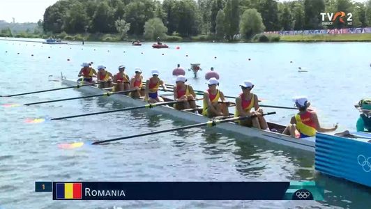 JO-canotaj: Echipajul feminin de 8+1, calificat în finală după ce a dominat cursa de la un capăt la altul/ ”Noi facem barca să zboare”, spun canotoarele din echipajul de 8+1
