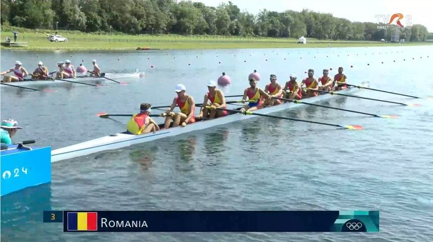 JO-canotaj: Echipajul masculin de 8+1 al României s-a clasat pe locul 5