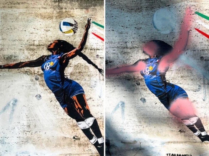 „Rasism vulgar”: Indignare în Italia după vandalizarea unei picturi murale cu o campioană olimpică la volei