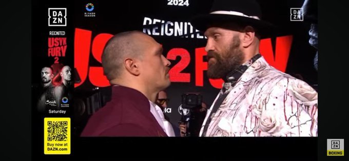 Confruntarea faţă în faţă dintre Oleksandr Usyk şi Tyson Fury, de la conferinţa de presă, a durat mai mult de 11 minute - VIDEO