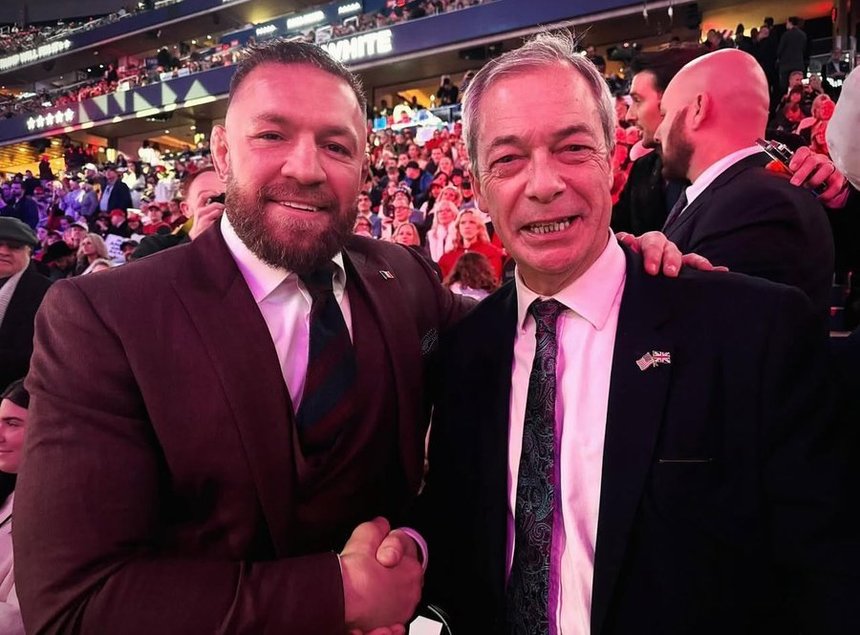 Conor McGregor a fost prezent la ultimul miting al lui Donald Trump înainte de învestitură. El s-a fotografiat alături de Nigel Farage - FOTO, VIDEO