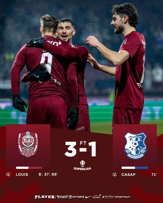 CFR Cluj a învins Farul, scor 3-1, în Superligă. Louis Munteanu a marcat golurile clujenilor