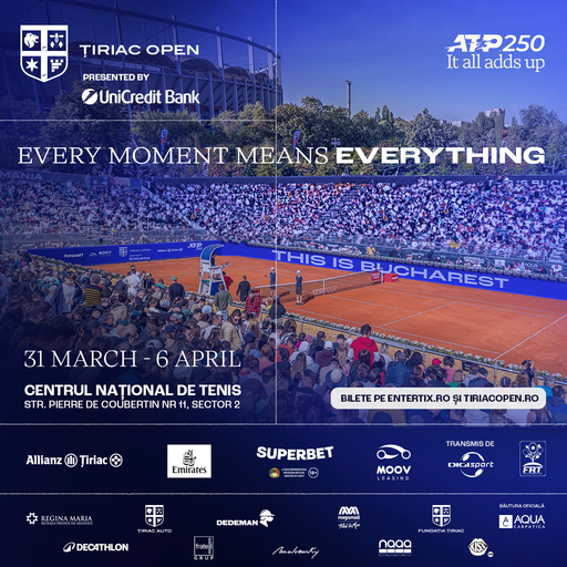 ATP 250 Ţiriac Open se va disputa la Bucureşti, în perioada 31 martie - 6 aprilie. Premii totale de 600.000 de euro