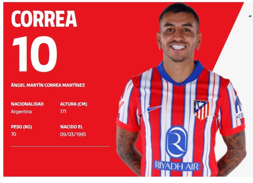 Fotbal: Angel Correa (Atletico Madrid) riscă o suspendare de până la 12 etape pentru insultarea arbitrului

