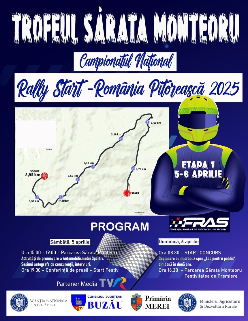 Buzău - Campionatul Naţional Rally Start – „România Pitorească” în 5-6 aprilie, la Sărata Monteoru