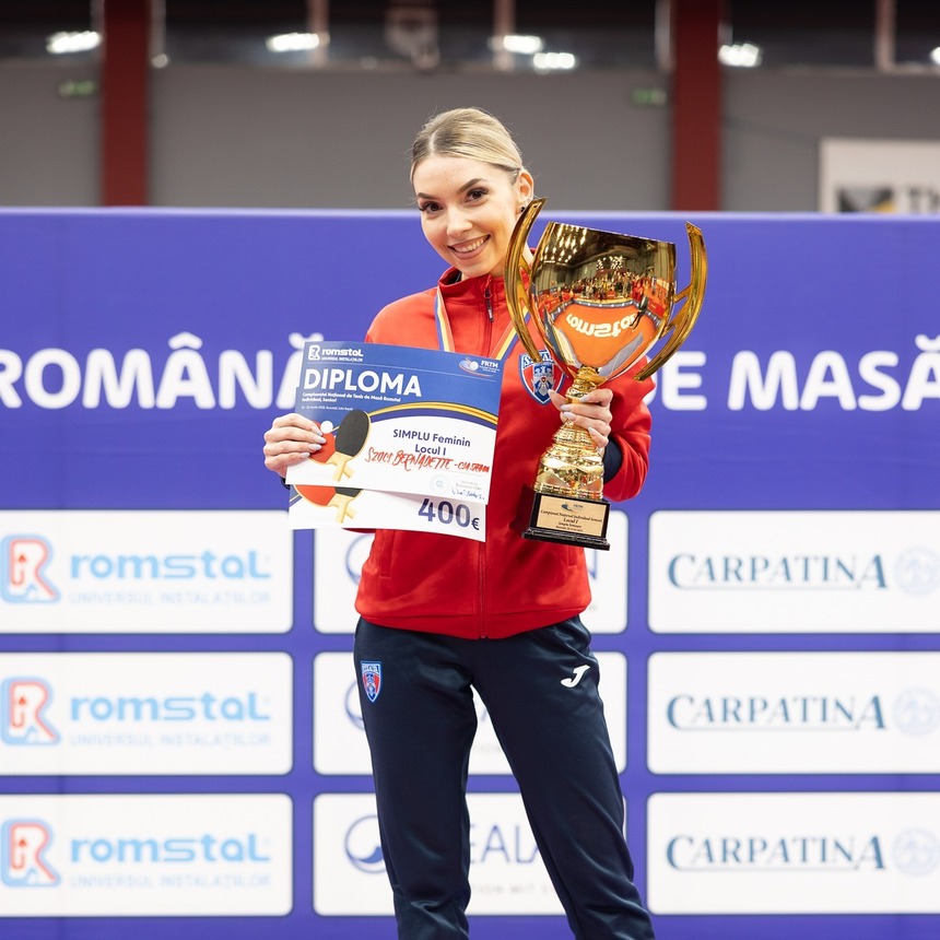 Tenis de masă: Bernadette Szocs a luat titlul naţional atât la simplu, cât şi la dublu mixt