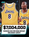 NBA: Un tricou purtat de Kobe Bryant, vândut la licitaţie cu 7 milioane de dolari