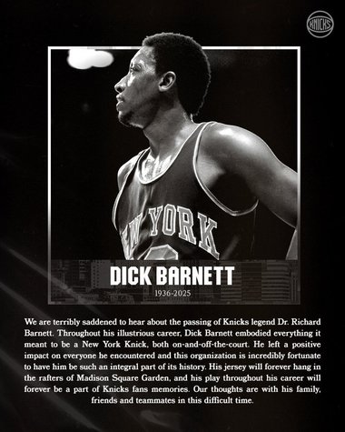 Dick Barnett, fost component al New York Knicks, dublu campion NBA, a murit la 88 de ani
