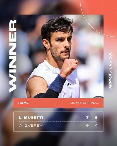 Lorenzo Musetti, în semifinale la Mastersul de la Roma, după ce l-a învins pe Zverev, numărul 2 mondial