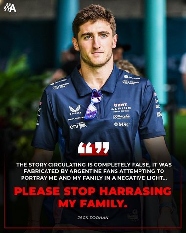 Formula 1: Jack Doohan cere încetarea campaniei de hărţuire împotriva familiei sale după răspândirea unor ştiri false