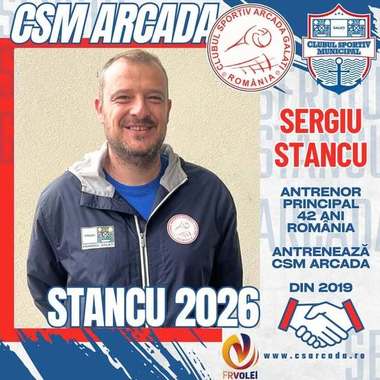 Volei masculin: Antrenorul Sergiu Stancu, încă un an la CSM Arcada Galaţi