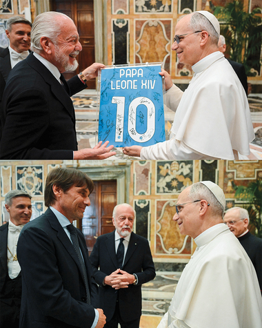 Jucătorii echipei Napoli, campioni ai Italiei, primiţi la Vatican de Papa Leon al XIV-lea
