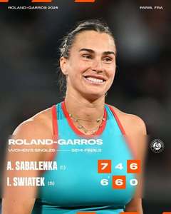 Arina Sabalenka a învins-o pe Iga Swiatek şi s-a calificat în finală la Roland Garros