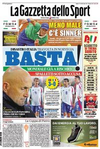 Presa italiană, şocată şi nemiloasă, după eşecul înregistrat de Squadra Azzurra în faţa Norvegiei, în preliminariile CM-2026