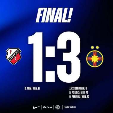 FCSB a câştigat al doilea meci amical al verii, scor 3-1, cu FC Utrecht