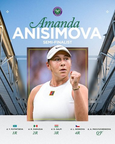 Amanda Anisimova a învins-o pe Anastasia Pavliucenkova şi s-a calificat în semifinale la Wimbledon