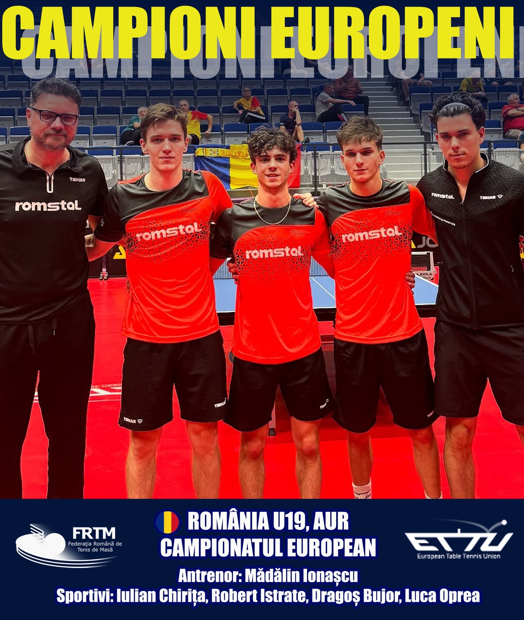 Tenis de masă: Echipa masculină U19 a României a câştigat titlul european