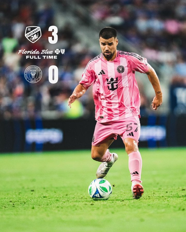 Inter Miami, echipa lui Lionel Messi, învinsă de Cincinnati, scor 3-0, în MLS