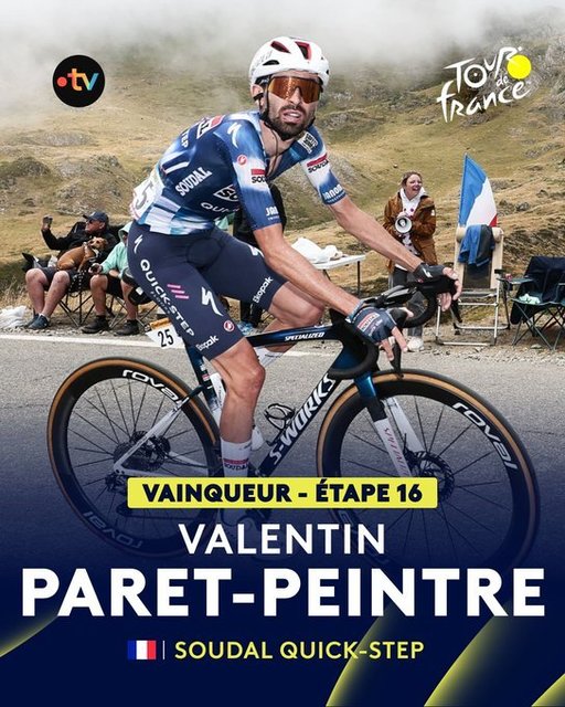 Francezul Valentin Paret-Peintre a câştigat etapa a 16-a a Turului Franţei
