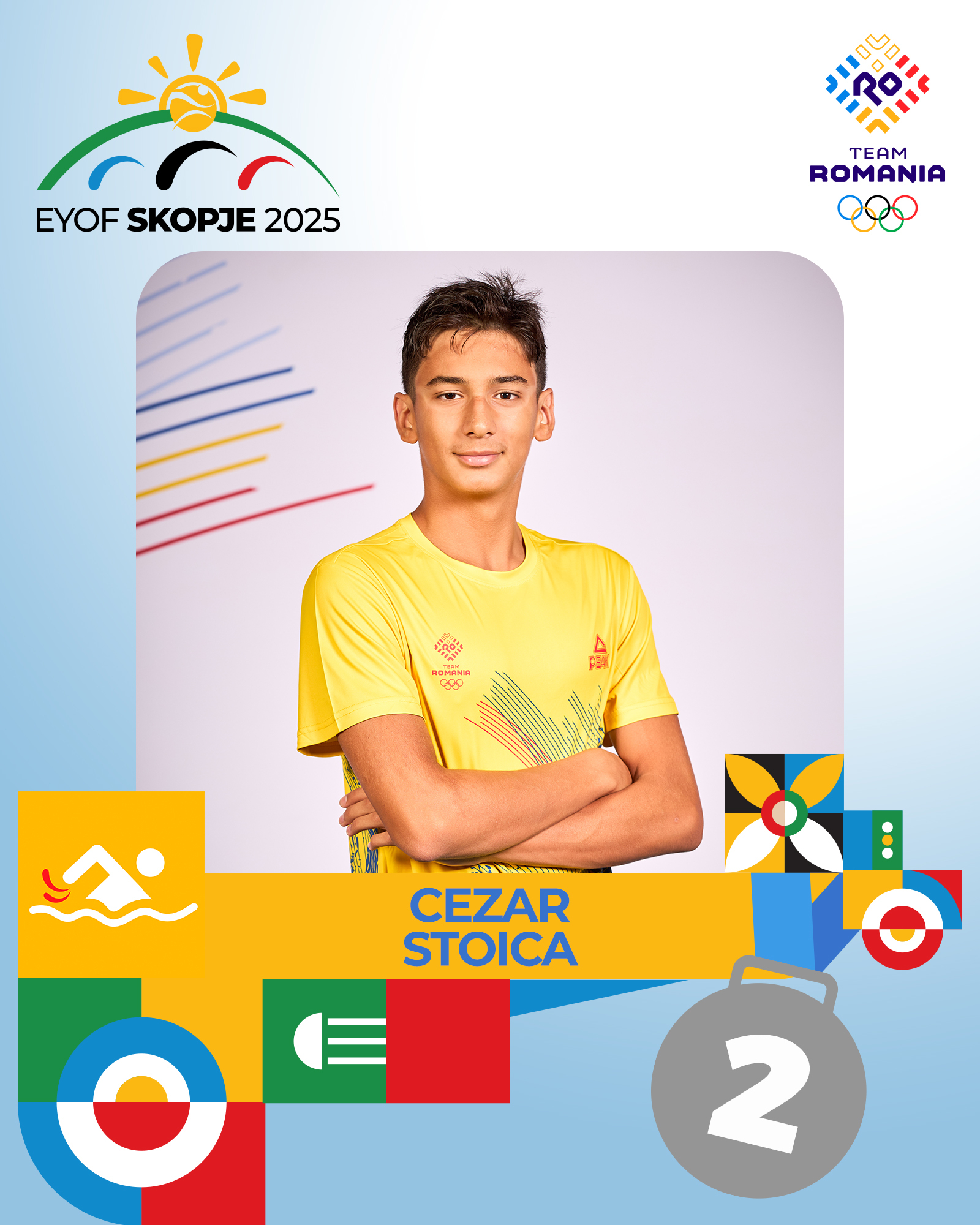 FOTE 2025: Cezar Stoica, medaliat cu argint la înot, la 200 m mixt