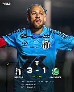 Brazilia - Neymar a marcat de două ori pentru Santos în meciul cu Juventude - VIDEO