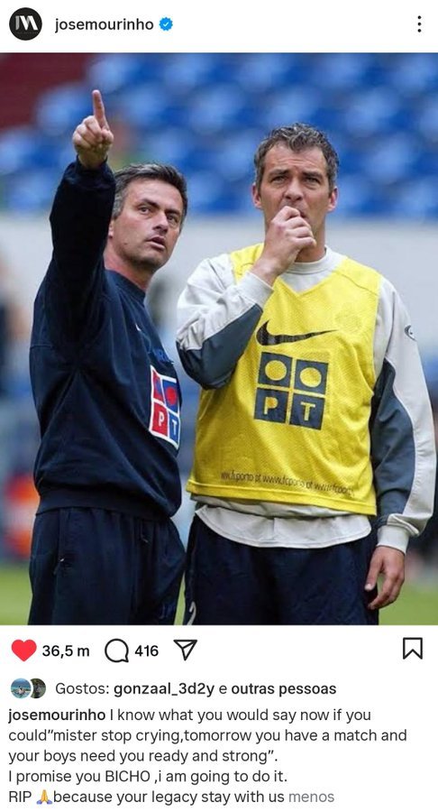 Jose Mourinho, omagiu pentru Jorge Costa: Sunt foarte trist pentru că el face parte din istoria mea ca antrenor - VIDEO