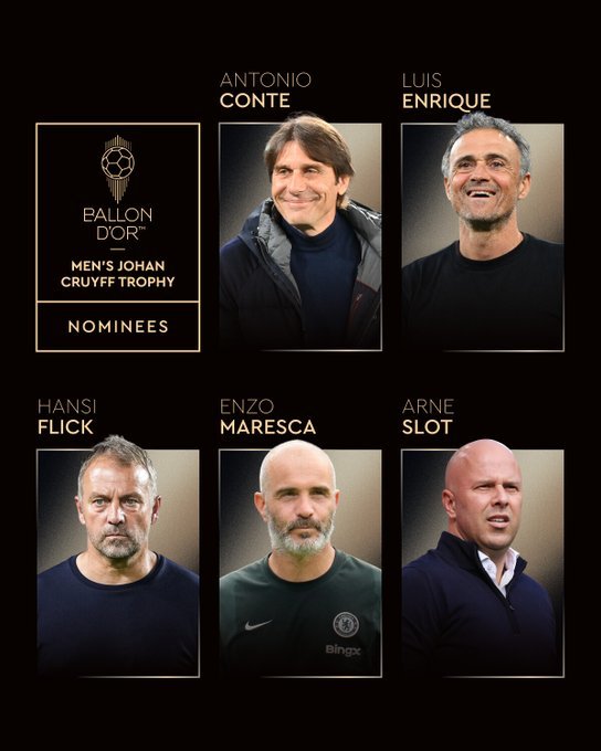 Luis Enrique, Hansi Flick şi Arne Slot, printre nominalizările pentru Trofeul Cruyff acordat celui mai bun antrenor din sezonul trecut