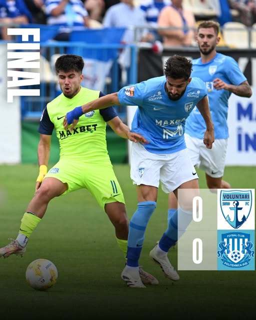 FC Voluntari şi Poli Iaşi au remizat, scor 0-0, în Liga 2