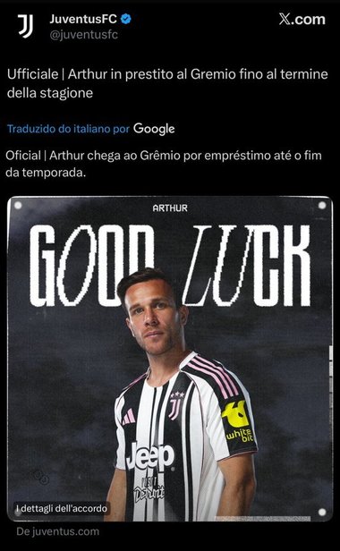 Juventus l-a împrumutat pe mijlocaşul Arthur la Gremio Porto Alegre