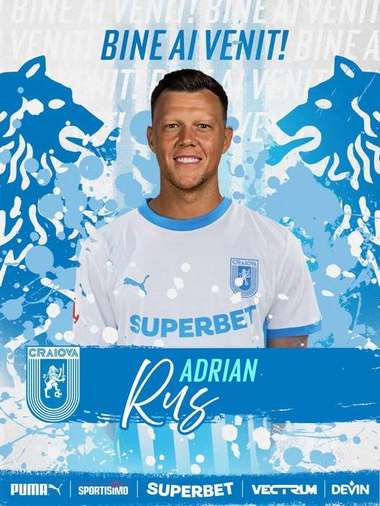 Superliga: Universitatea Craiova l-a achiziţionat pe internaţionalul Adrian Rus