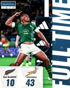 Rugby: Noua Zeelandă a suferit cea mai drastică înfrângere din istorie, scor 10-43 cu Africa de Sud