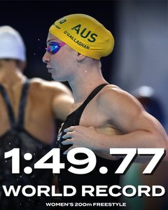 Nataţie: Australianca Molly O'Callaghan a stabilit un record mondial la 200 metri liber în bazin scurt