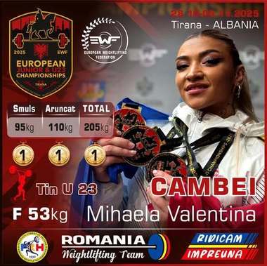 Mihaela Cambei este triplă campioană europeană de tineret U23, la categoria 53 kg