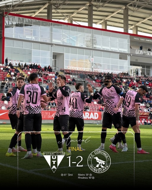 Corvinul Hunedoara, liderul din liga secundă, a învins UTA Arad, scor 2-1, în meci amical