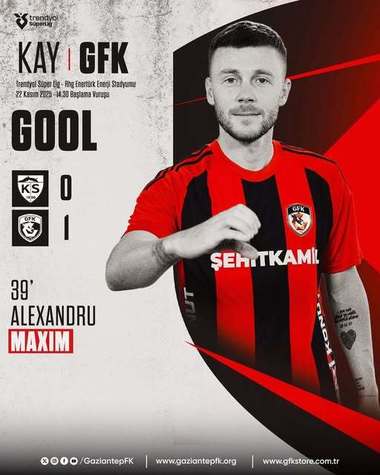 Maxim a marcat pentru Gaziantep în campionatul Turciei