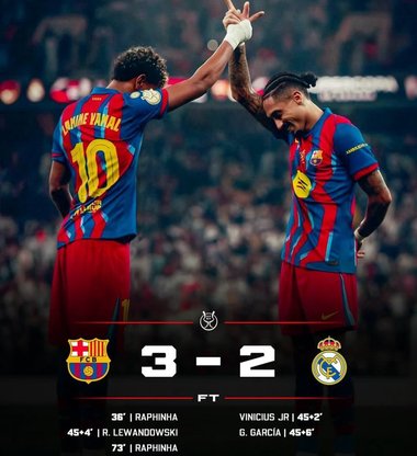 Supercupa Spaniei: FC Barcelona a câştigat trofeul, după 3-2 cu Real Madrid